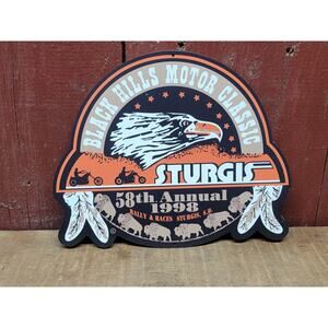 NOS 58th ANNUAL STURGIS SOUTH DAKOTA CHAMBER HARLEY BIKE RALLY METAL SIGN 1998